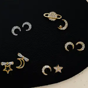 Orecchini di luna piccola stella squisita orecchini femminili semplici Zirconia con orecchini di temperamento all'ingrosso
