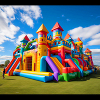 Château gonflable géant commercial personnalisé, parc à thème avec toboggans, parcours d'obstacles, structure de saut pour enfants, location en extérieur