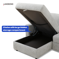 Canapé-lit pliant multifonction en tissu en forme de L avec matelas convertible et rangement pour appartement et hôtel