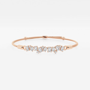 Fine Anklet 1 CTW Emerald and Round Lab Grown Diamond Cascade Bolo <b>Bracelet</b> <b>Adjustable</b> 8.75 Inch Elegant Jewelry for Women - Product Image 3