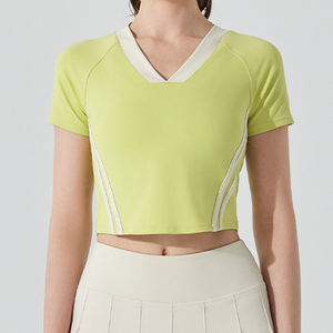 Camiseta Deportiva Corta de Verano para Yoga, Manga Corta, Ajustada, con Estampado Personalizado, para Fitness, Bádminton, Tenis, Running, Adelgazante, para Mujer - Product Image 5