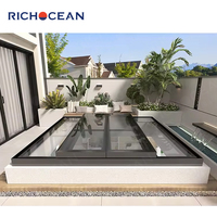 RICHOCEAN Ventilation contemporaine en aluminium Pare-soleil coulissant Toit ouvrant motorisé de grande surface en verre
