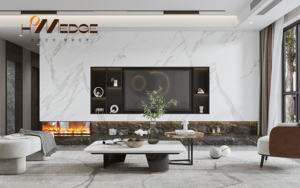 מודרני סלון אגוז סלון עץ טלוויזיה לעמוד ארון עם מגירה מתכווננת הוביל קונסולת מדיה עבור ריהוט הבית - Product Image 5