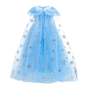 Costume de princesse Elsa pour filles, robe de fête en maille bleue à paillettes avec accessoires couronne et baguette magique pour Halloween, cosplay, anniversaire, jeu de rôle - Product Image 2