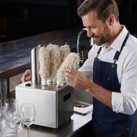 Nouvelle polisseuse électrique à 5 têtes en acier inoxydable pour verres à vin, machine à polir les tasses jusqu'à 330 pièces/heure, 110-240V pour bar, restaurant, cuisine