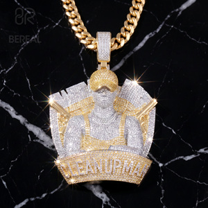Pendentif personnalisé en moissanite VVS, style hip-hop, avec personnage 3D, serti de diamants ronds en argent 925, chaîne de luxe pour homme, bijoux bling-bling - Product Image 1
