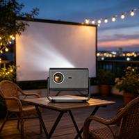 Projecteur HD 1080P avec prise en charge 4K, 500 ANSI, WiFi 2.4G/5G, projecteur d'extérieur à moteur fermé, mise au point automatique, Android 14.0, lecteur de films domestique