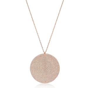 Pendentif rond en argent Sterling turque Simple, bijoux élégants et à la mode, vente en gros - Product Image 1