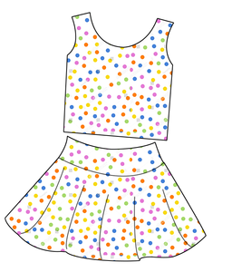 Completo Sportivo 2 Pezzi per Bambine: Canotta Senza Maniche e Minigonna Svasata, Outfit Casual per Bambine Piccole, Abbigliamento Sportivo Quotidiano - Product Image 2