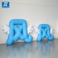 Texte gonflable lettre de mot 3D modèle de caractère chinois créatif gonflable avec des ailes panneau d'affichage publicitaire avec des lumières
