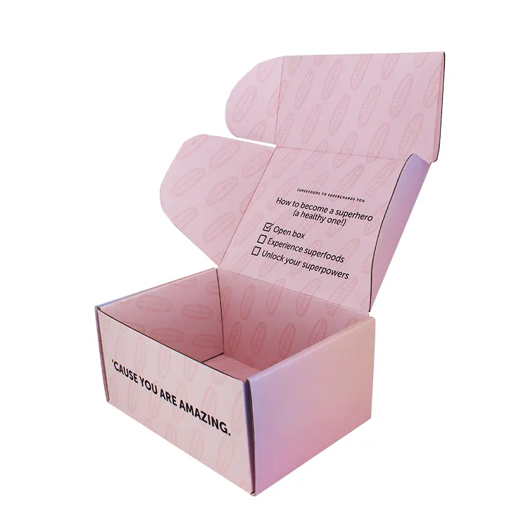 사용자 정의 핑크 대형 골판지 배송 포장 상자 선물