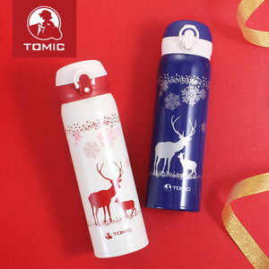 แก้วเก็บความร้อนสแตนเลสโทมิค 500 มล. ฝาปิดแบบป๊อปอัพสองชั้น สำหรับคู่รัก ของขวัญวันหยุด - Product Image 4