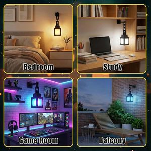 Custom Logo Pixelated Lantern Night Light 16-Color LED Remote <b>Control</b> Rechargeable Wall Table Lamp For <b>Gaming</b> Rooms - Product Image 2
