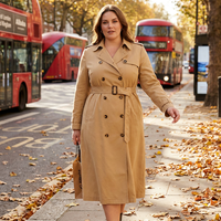 Robe Trench Automne Personnalisée Style Londres pour Femme, Beige Miel, Coupe Blazer Croisée, Ceinturée, Longueur Mi-Mollet, Tailles S à 5XL, en Lyocell