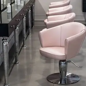 现代风格躺椅造型椅美容院设备粉色沙龙理发店发型师椅