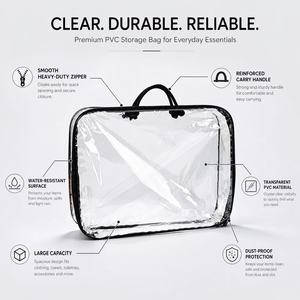 <span class=keywords><strong>Sac</strong></span> de rangement personnalisé en PVC/EVA avec fermeture éclair, impression sérigraphique, emballage recyclable pour draps, oreillers, vêtements, ustensiles de cuisine, parapluies, OEM/ODM - Product Image 3