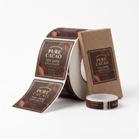 Étiquettes personnalisées en rouleau, qualité alimentaire, avec barrière imperméable et résistante à l'huile, pour emballage extérieur de barres de chocolat, autocollants pour bocaux