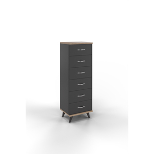 Commode de chevet moderne européenne à 6 tiroirs Belinda, élégante, en MDF et chêne, organisateur de rangement pour chambre à coucher, style design français - Product Image 5