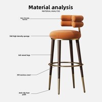 Tabouret de bar nordique en métal, dossier haut, sans accoudoirs, minimaliste, noir, de luxe, pour usage commercial, chaise de bar pour café, salle à manger