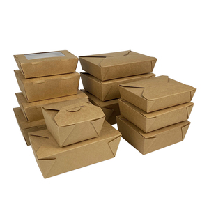 Kraft Paper Soup Bowl Kraft Paper Bag with Window Salad Sushi Burger Noodle Sandwich Cake Packaging Box Compostable Disposable