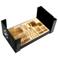 Ensemble de couverts de luxe en acier inoxydable doré 24 pièces avec boîte cadeau pour hôtel, restaurant, mariage