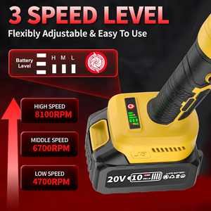 מטחנת זווית אלחוטית 20V ללא פחמים, 8100 סיבובים לדקה, כלי שיוף תעשייתי/עשה זאת בעצמך, מופעל על ידי סוללה עם דיסק רב תכליתי - Product Image 5