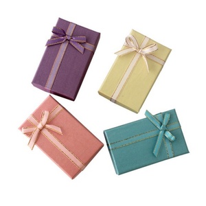 Fashionable Ring Ear Studs Bow Jewelry <b>Box</b> Recycled Material Grain Pendant Pair Matt Lamination Sponge Lining for Gift <b>Packing</b> - Product Image 1