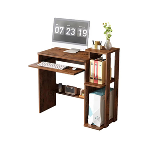 <span class=keywords><strong>Bureau</strong></span> d'ordinateur portable moderne en bois <span class=keywords><strong>avec</strong></span> plateau latéral pour clavier et <span class=keywords><strong>étagère</strong></span> - <span class=keywords><strong>Bureau</strong></span> compact pour le travail à domicile - Product Image 3