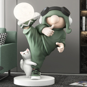 Lampes de statue de panda Kung Fu pour la décoration du salon, sculpture humanoïde, lampe sur pied, lanterne de football - Product Image 1