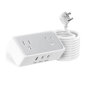 Regleta de Viaje con Enchufe Plano de 5m para Uso en Hoteles, con Secador de Pelo, Plancha, Cargador de Teléfono y 2 Puertos USB-C - Product Image 1