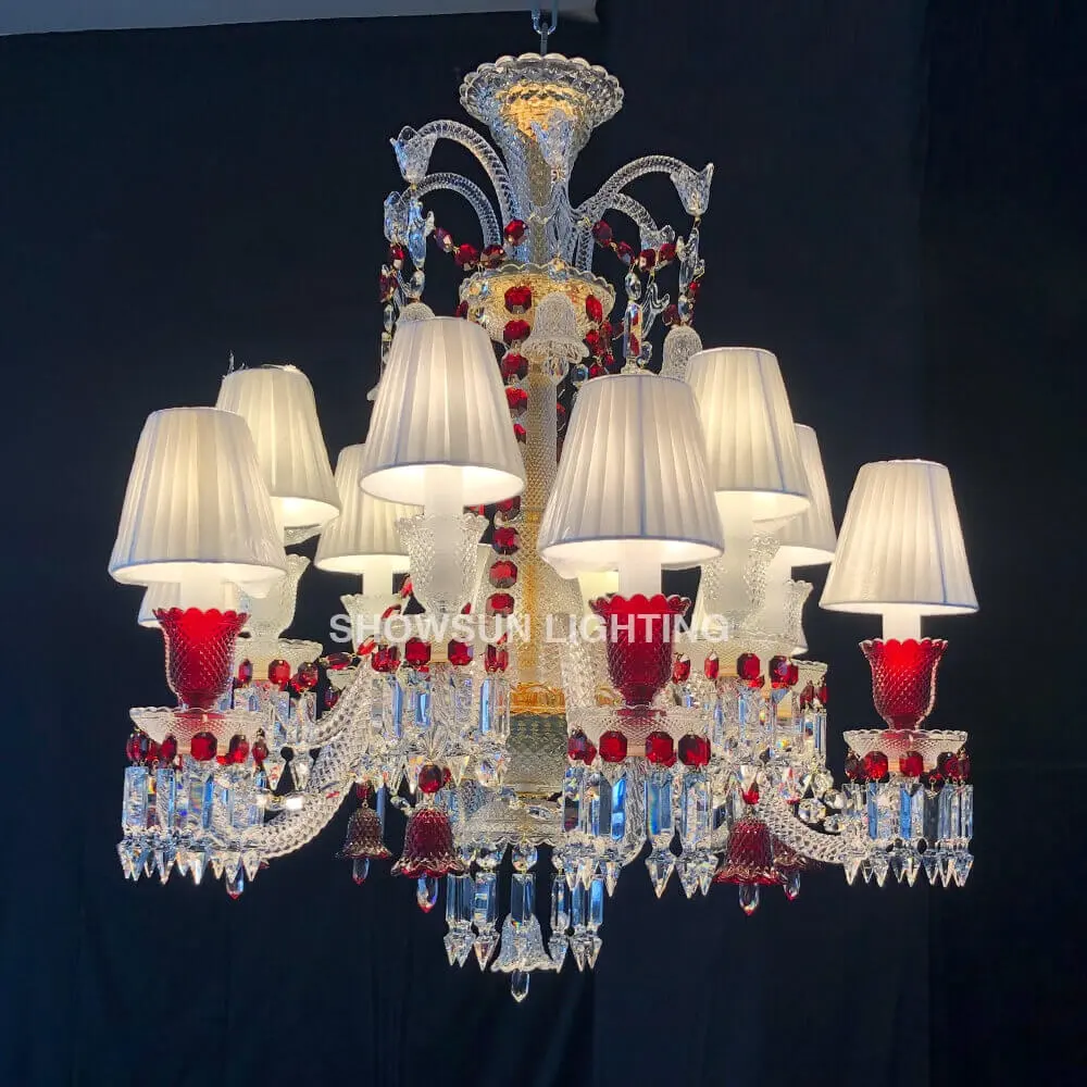 Decoratieve Europese Stijl Rode Kristallen Verlichting Klassieke Fancy Indoor Kristallen Kroonluchter