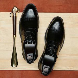 Zapatos de cuero para hombre, estilo británico, con punta en pico, con cordones, que aumentan la altura, formales, casuales, modernos, para jóvenes, para bodas - Product Image 2