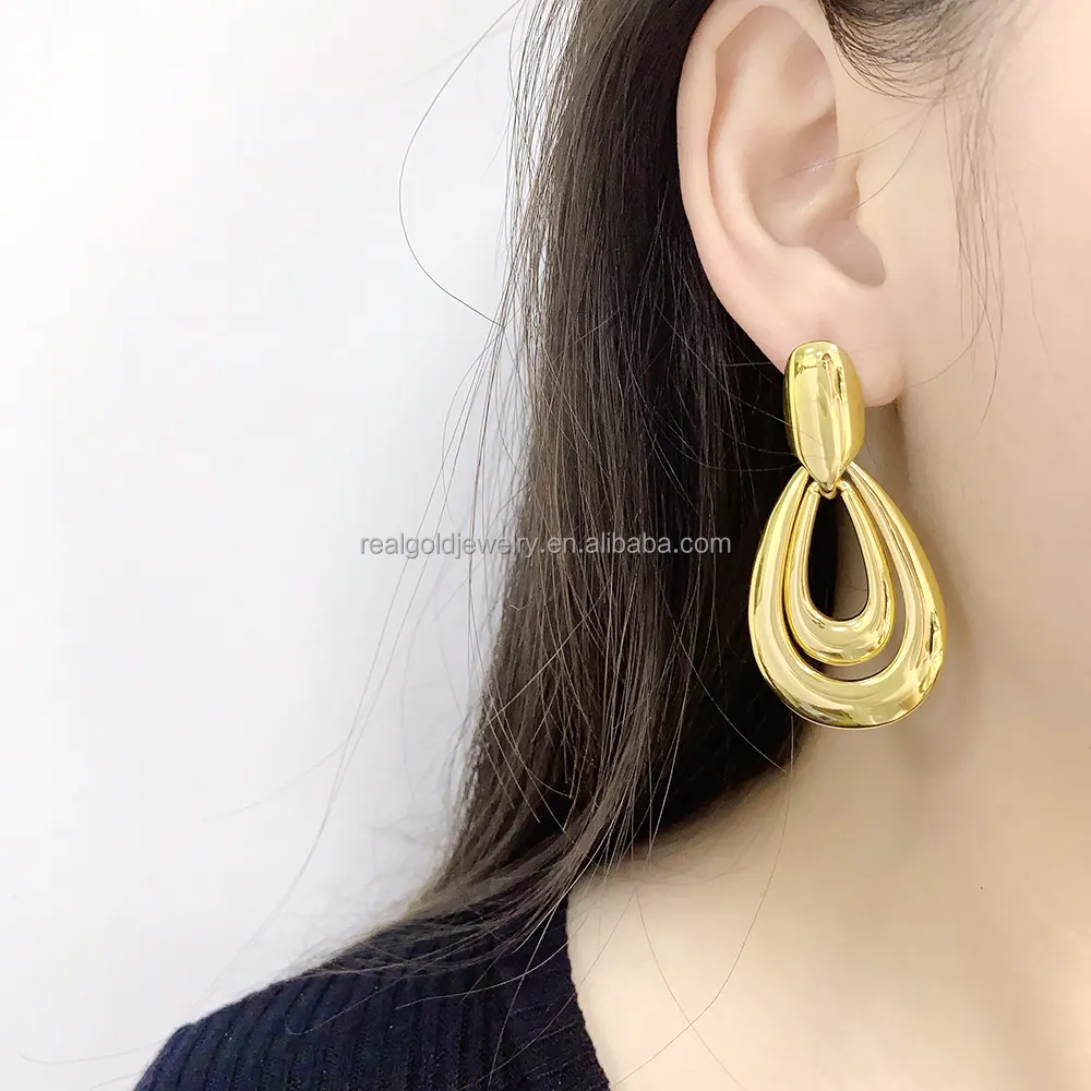 Hot Sale Brass Earring Unique Design Fashion Brass Jewelry Big Size Trendy Style For Woman Factory Price Wholesale