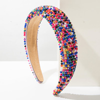 Bando Manik-Manik Warna-Warni Gaya Manis untuk Wanita dan Anak Perempuan, Cocok untuk Pesta dan Penggunaan Sehari-hari, Bando Lebar Berlapis