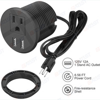 Œillet électrique pour canapé américain avec chargement USB, 2 pouces, trou, 1 prise, 2USBA, 5V, 2,1 a, noir