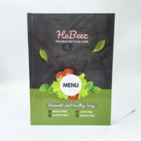 Buku Menu Makanan Barat Sampul Keras Kustom Cetak Warna Penuh Katalog Daftar Anggur Hotel Restoran