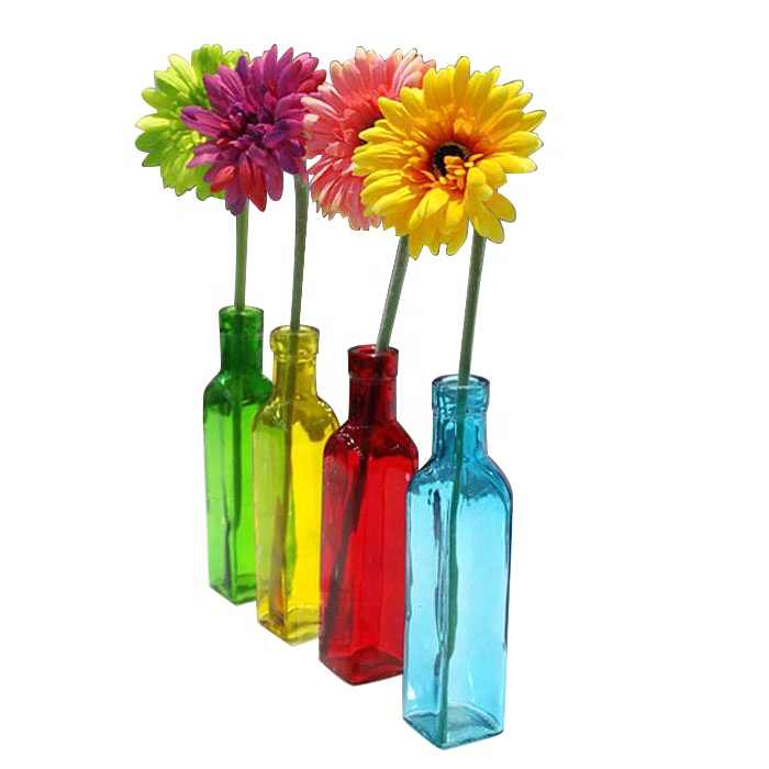 European 4 Color Recycled Glass Bottle Flower Vase Murano Glass Vase