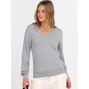 Pull à manches longues et col en V pour femme, doux, coupe ample, décontracté, basique, pour l'automne - Product Image 3