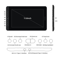 Tablette graphique Huion Kamvas 12 11,6 pouces 8192 niveaux de pression, stylet numérique pour la peinture et la conception graphique, 8 touches programmables