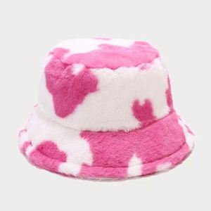 Wholesale New Hot Sale Dairy Cow Fur <b>Hats</b> Warm Soft Outdoor Fisherman Cap Winter Leopard Print Plush Furry Bucket <b>Hat</b> - Product Image 6