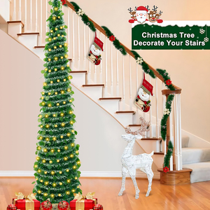 Décoration <span class=keywords><strong>de</strong></span> Noël exclusive transfrontalière : Arbre <span class=keywords><strong>de</strong></span> Noël circulaire vert <span class=keywords><strong>de</strong></span> 1,5 mètre avec lumières, vente directe d'usine - Product Image 3
