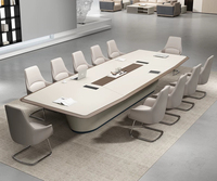 Table de conférence moderne en bois, blanche, réglable en hauteur, longue et grande, mobilier de bureau pour usage commercial