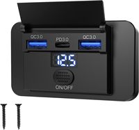 Tomacorriente USB de 12V, 72W PD, 36W QC, 18W, Montaje Superficial, Interruptor, Voltímetro, para RV y Embarcaciones