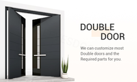 Porte d'entrée double moderne noire, isolation thermique, finition peinte imperméable aux UV, garantie 5 ans, construction en alliage d'aluminium