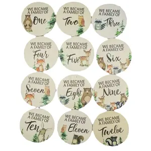 Wooden Gifts Newborn Photography Props Double Sided Discs Milestone Baby Milestone Cards