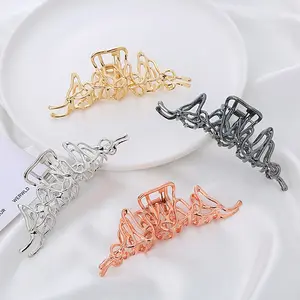 Wholesale Women Girl fashion big metal hair claw clip irregular hairpins punk style Alloy 11.5cm Large Hairclaw