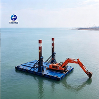Plateforme flottante pour excavatrice de 20 tonnes, ponton pour excavatrice hydraulique, dragage de rivière, travaux en eaux peu profondes, acier AH36