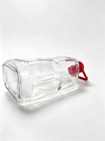 Bouteille de vin de prune en verre transparent avec couvercle à poignée rouge, réutilisable, hermétique, pour le stockage de vin de fruits, logo personnalisé, vente en gros