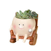 Petit pot de balançoire en résine pot succulent avec visage souriant rockchair et pendentif plante verte pour ornements de chambre de décoration de jardin à la maison