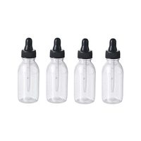 Bouteilles compte-gouttes rondes en plastique ambré de 30 ml, 50 ml, 100 ml, 200 ml, couleur personnalisée, pour huiles essentielles liquides et médicaments, avec pipette
